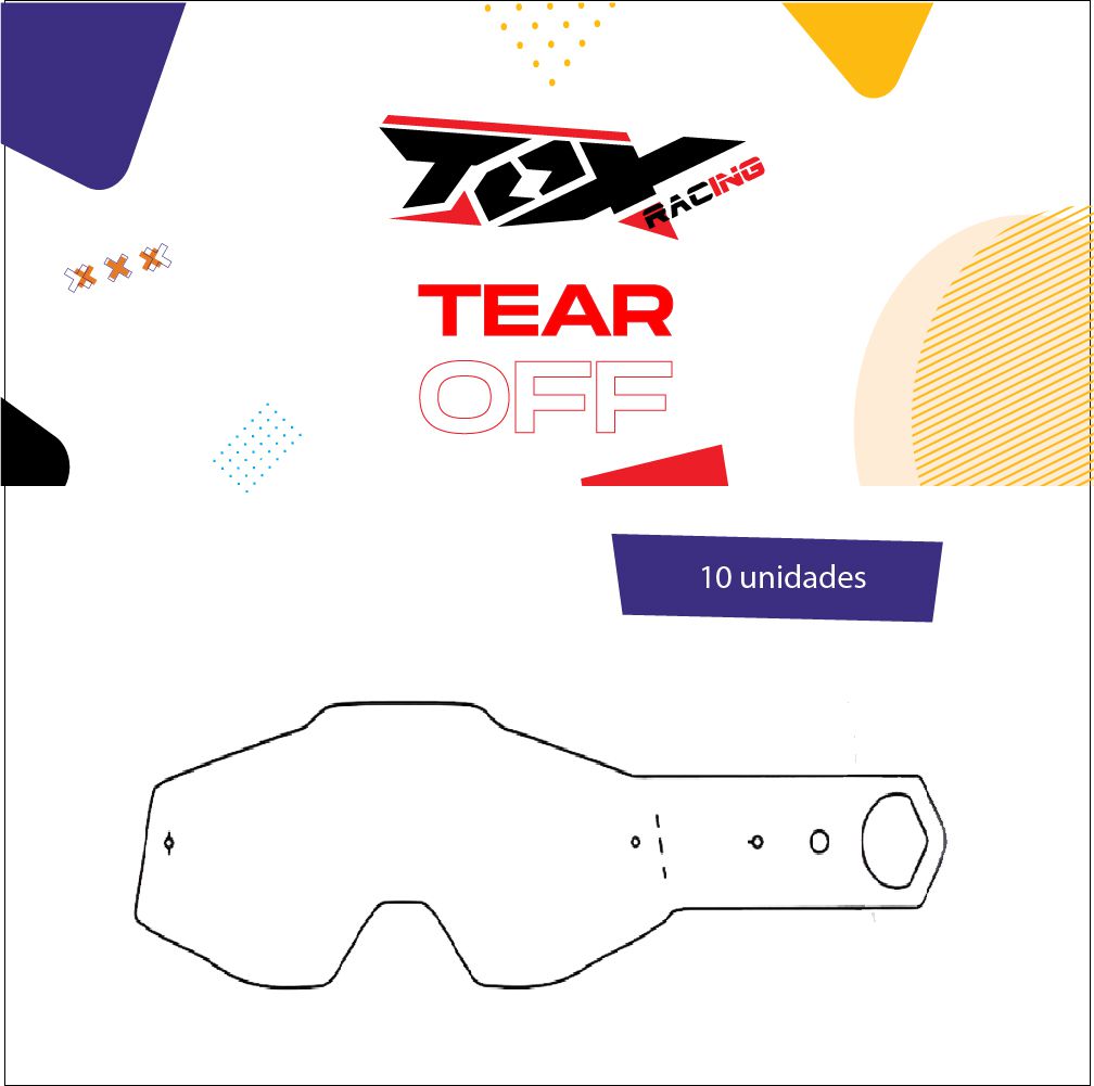 Tear-off 0.3mm p/ oculos Criança - offroad, Tox racing (10 unidades)